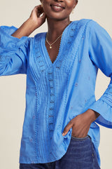 Valentina Embroidered Blouse | Marina Blue