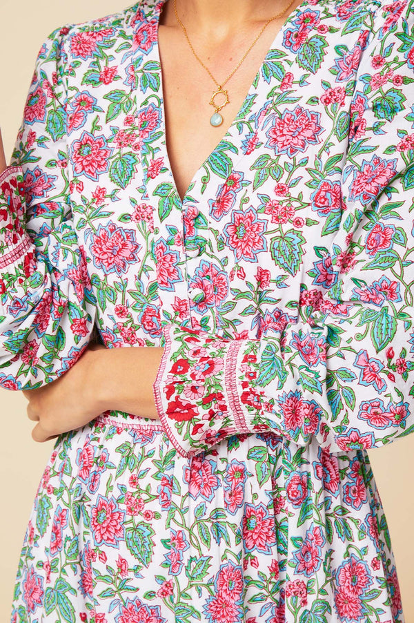 Billie Long Sleeve Dress | Floral Green/Pink