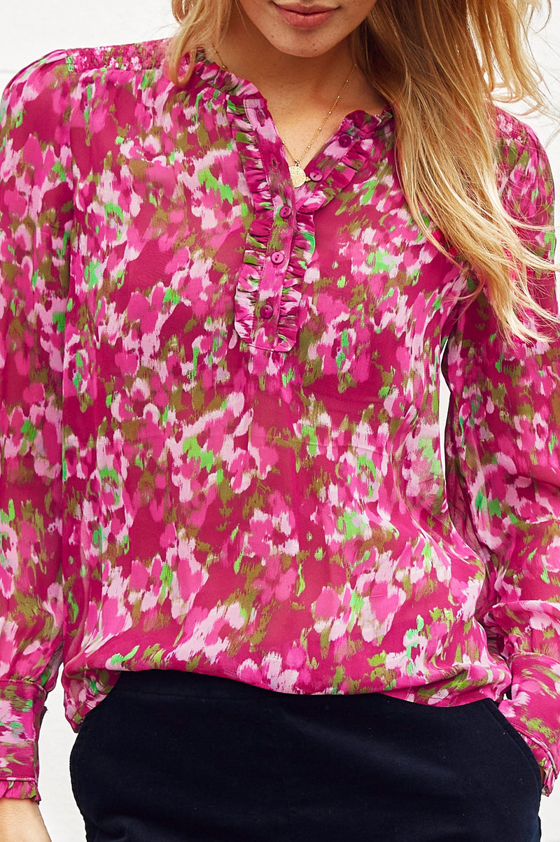 Kassidy Blouse | Hazy Floral Burgundy/Pink