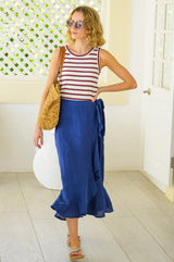 April Linen Wrap Skirt | Navy