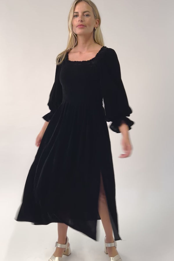 Nancy Velvet Dress | Black