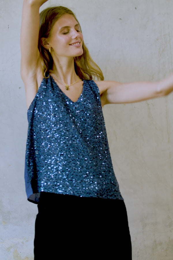 Sequin Cami | Blue