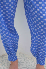 Harem Trousers | Lotus Flower Blue/White