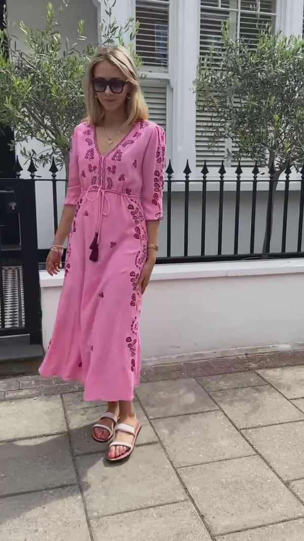 Nicole Dress | Pink/ Burgundy