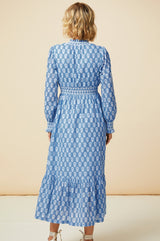 Emmeline Maxi Dress | Geranium Blue/White