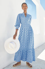 Emmeline Maxi Dress | Geranium Blue/White